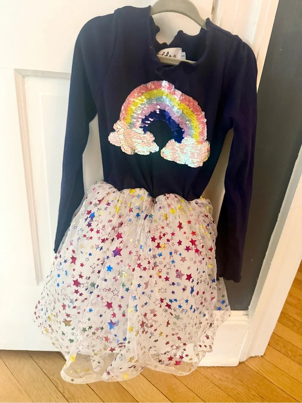 Lola + The Boys Navy Rainbow Sequin Fairydust Tutu Dress Size 8